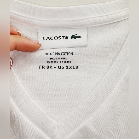 🌸 Lacoste| Mens V Neck Tshirt, size 1XLB - Picture 8 of 11